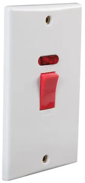 PRO ELEC 45A Dubbele Pool Keukenschakelaar met Neon, Wit