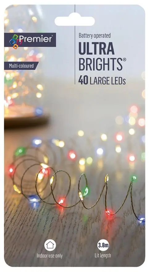 RARAION - 40 LED Pelbagai Warna Dalaman, Ultra Terang, 3.8m Berkuasa Bateri