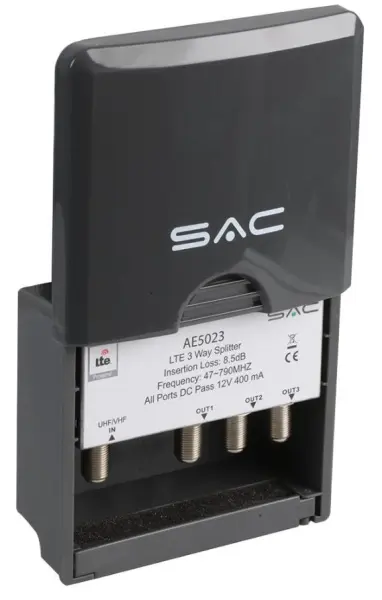 SAC 3-Way LTE Masthead/Outdoor Splitter with DC Pass