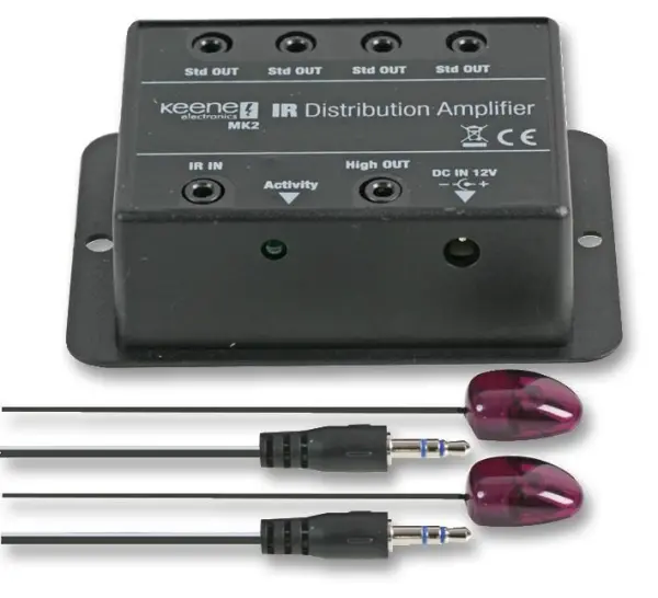 KEENE ELECTRONICS Amplificador de Distribución IR, 4 Salidas, 105x35x70mm
