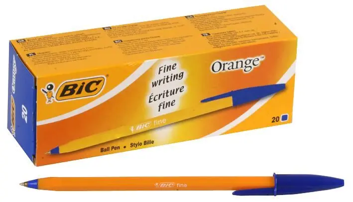 BIC クリスタルフィン オレンジ ボールペン 0.8mm 細字 ブルーインク 20本入り