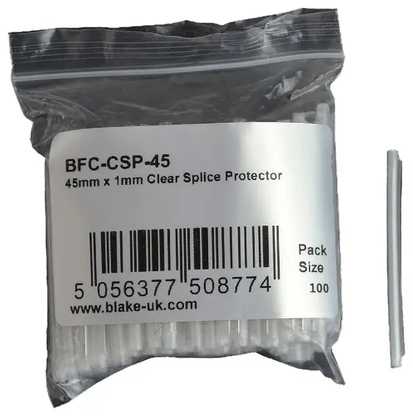 BLAKE UK Clear Splice Heat Shrink Protector Sleeves, Pack of 100 - 45mm