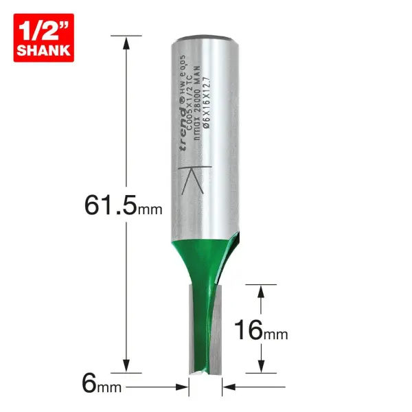 Trend C005X1/2TC CraftPro Διπλό Κόφτη, Διάμετρος 6mm, Βάθος Κόψης 16mm