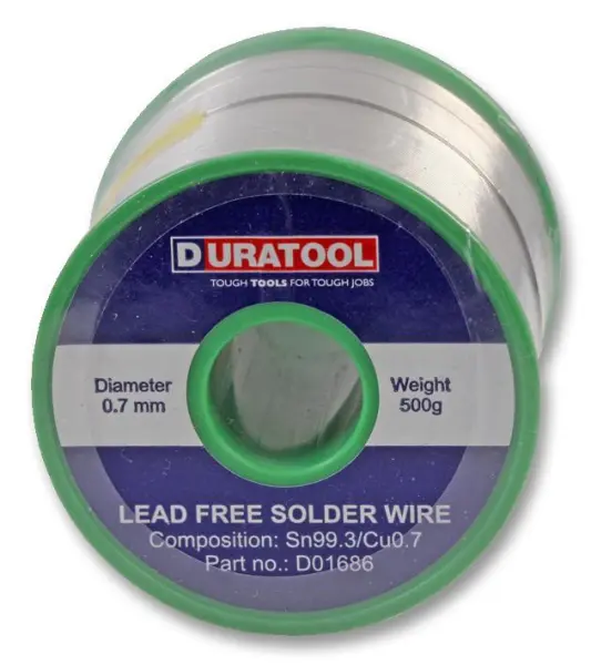 DURATOOL Lead-Free Solder Wire, 0.7mm, 500g