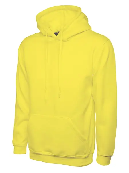 Uneek Unisex Classic Hooded Sweatshirt, 50% Polyester 50% Cotton, Yellow, 4XL