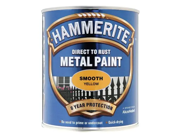 Hammerite Tinta para Metal Direto à Ferrugem - Amarelo, Acabamento Liso, 750ml