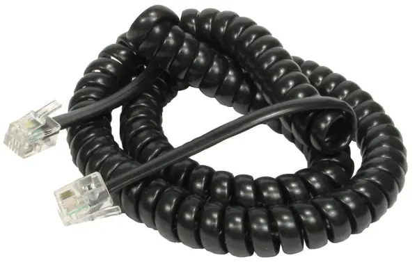 RARAION - Schwarze RJ10 Spiralkabel für Telefonhörer - 5m