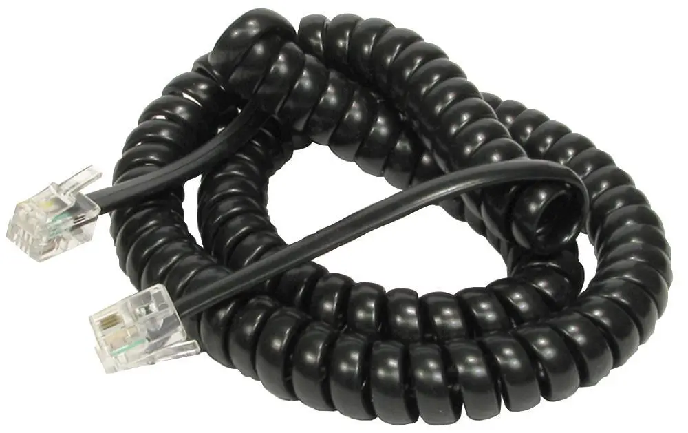 RARAION - Schwarze RJ10 Spiralkabel für Telefonhörer - 5m