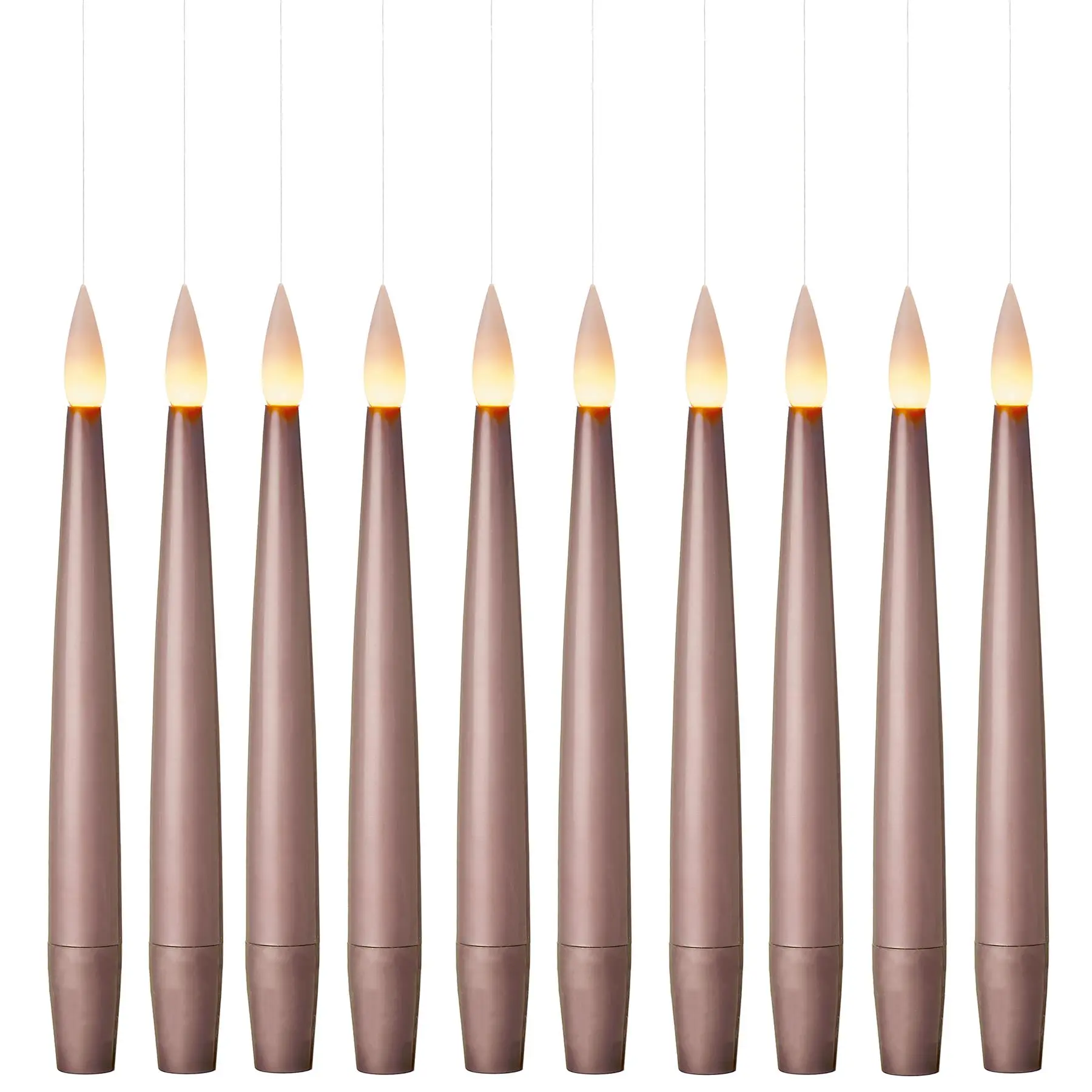 Premier Rose Gold Remote LED Candles, 15cm, 10-Pack