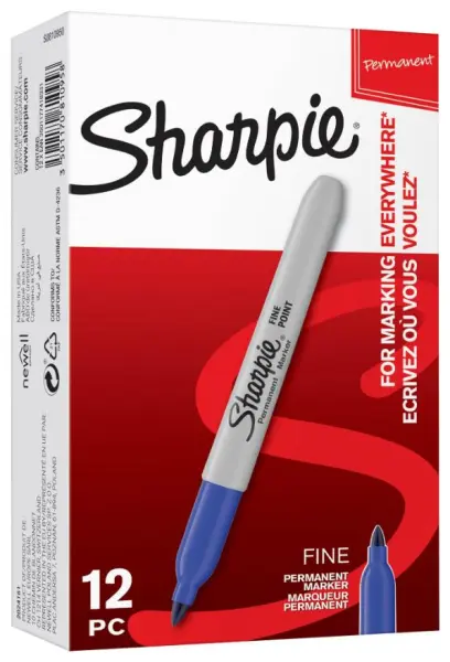 SHARPIE Bolígrafos Permanentes Punta Fina, Azul, Paquete de 12