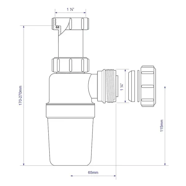McAlpine Chrome-Plated Bottle Trap, 32 mm x 75 mm, 300 g