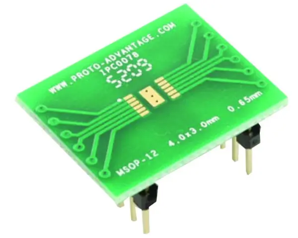 PROTO ADVANTAGE MSOP-12 to DIP-16 SMT Adaptor, FR4