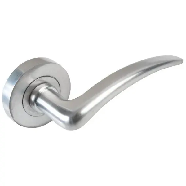 Corsica Lever on Rose Door Handles Pair Satin Chrome