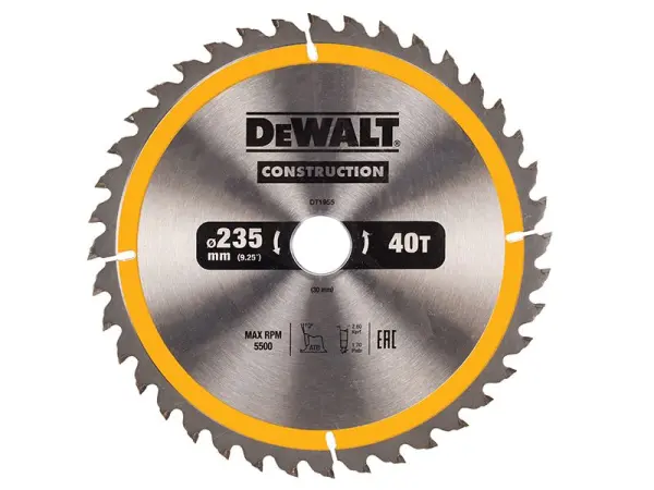 Dewalt - Sciath Ciorclach Tógála 40T, 235mm