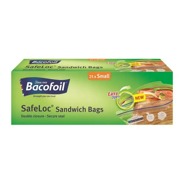Bacofoil Safeloc Sandwich Bags, Small 1 Litre, 25 Pack