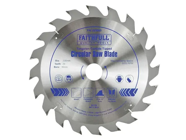 Faithfull TCT Circular Saw Blade 230mm, 20T POS