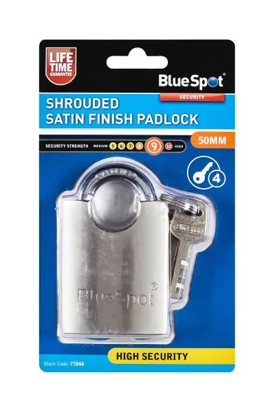 Blue Spot Tools 50mm Overvalhendel Voorhangslot in Satin Afwerking