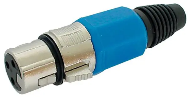 Prise XLR HiLo, 3 pôles, In-line, Bleue