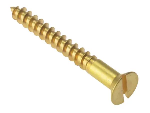 ForgeFix Slotted Wood Screws, Brass, 2.5in x 12, 100-Pack