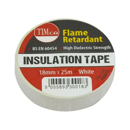 Timco PVC Insulation Tape, White, 25m x 18mm (10 Pack)