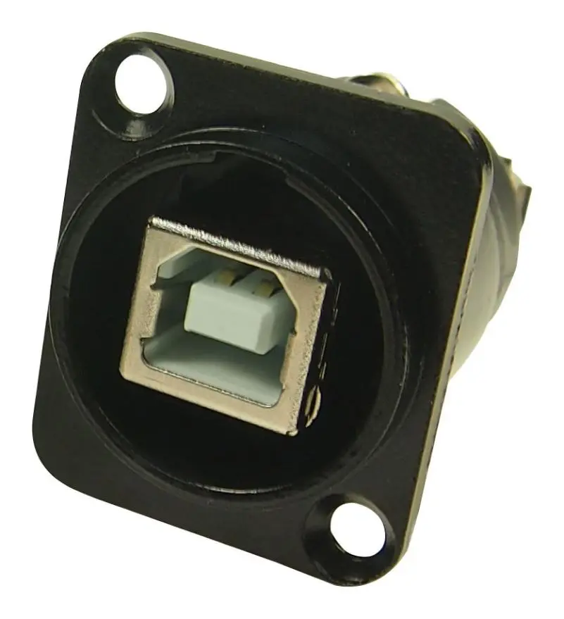 CLIFF USB 2.0 Panel Mount Connector, B to A, Nickel Plated