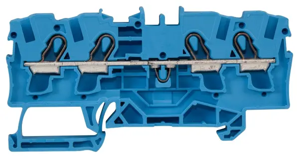WAGO 4 Conductor Through Terminal Block, Push-in Cage Clamp, 35mm DIN Rail, 800 - Blue 20AWG 10AWG 32A
