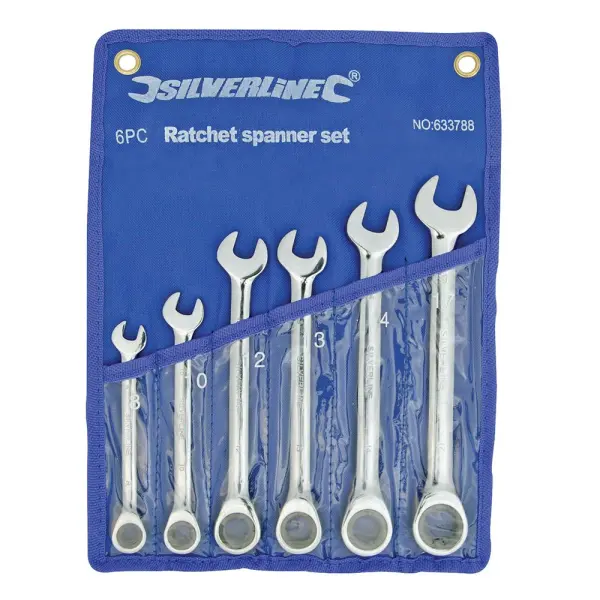 Silverline Fixed Head Ratchet Spanner Set, 6-Piece, 8-17mm, Chrome Vanadium
