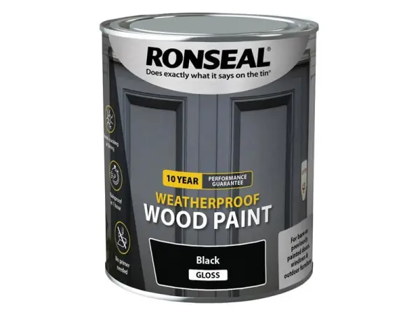 Ronseal Peinture pour bois brillante noire résistant aux intempéries 10 ans, 2.