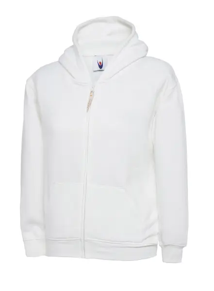 Uneek Kids' Classic Zip Hoodie - 50% Polyester 50% Cotton - White - Age 11-13