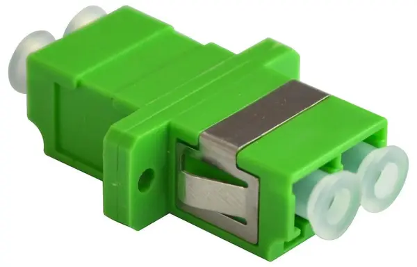 Blake UK Single Mode LC/APC to LC/APC Duplex Coupler, Flange, Green
