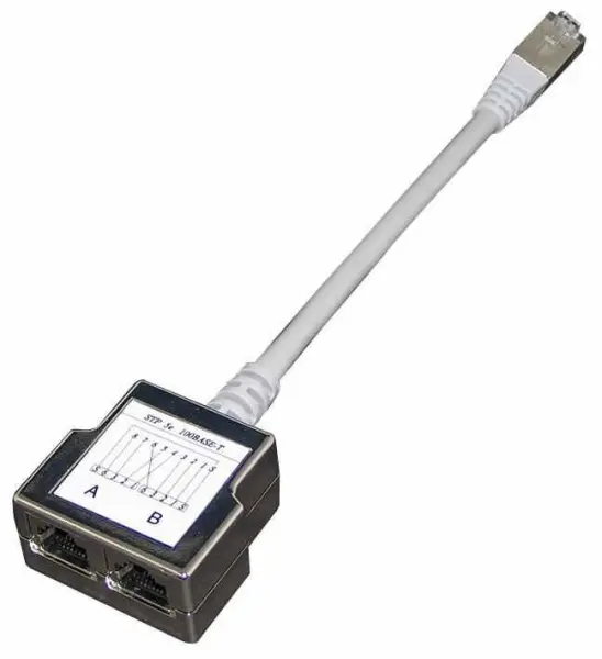 TUK RJ45 Male naar 2x Female Ethernet Lead Economiser, Cat5e, 210mm