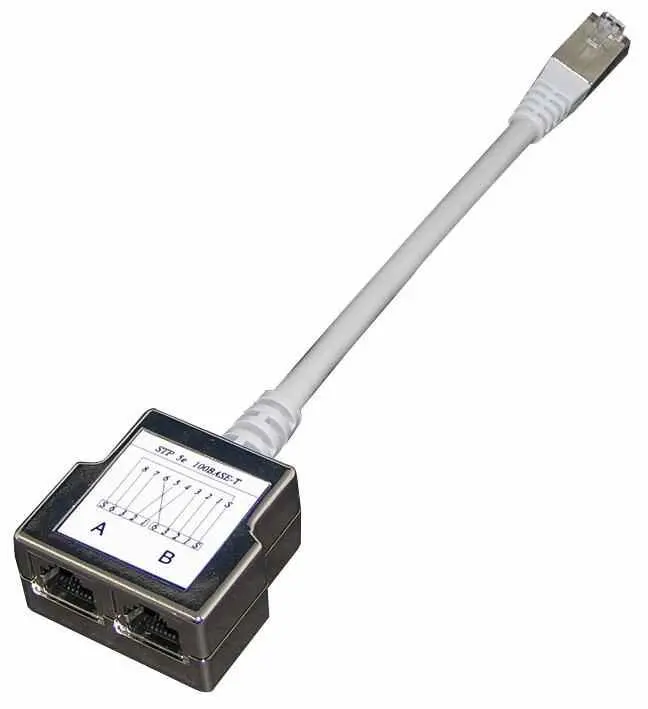 TUK Adattatore RJ45 Maschio a 2x Femmina, Cat5e, 210mm