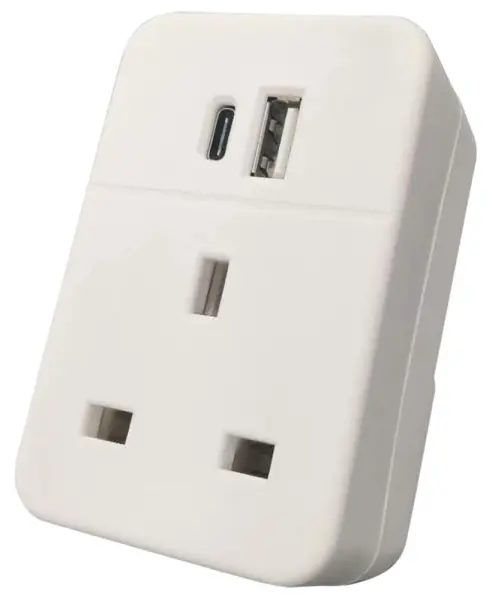 EAGLE UK Mains Adaptor with USB, 20W, 2 Port, USB-A & USB-C