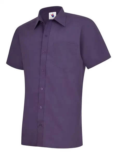 Uneek Men's Poplin Short Sleeve Shirt, Purple, Size 16