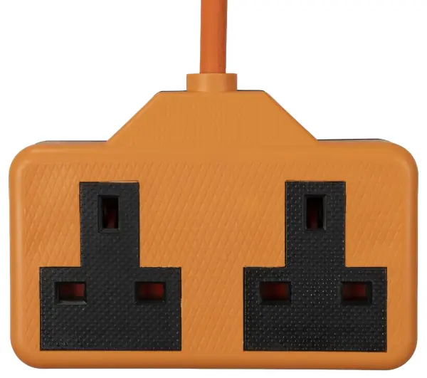 PRO-ELEC Rubber Extension Lead, 2 Gang, 250V, 13A, 15m - Orange