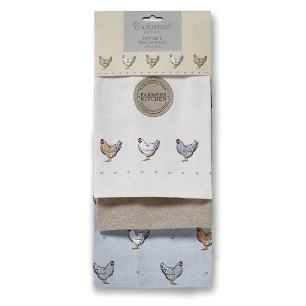 Farmers Kitchen Tea Towels, Pack of 3
