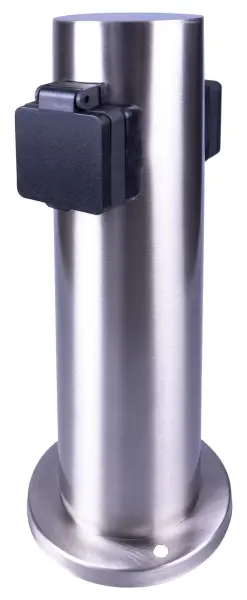 EAGLE Outdoor Chrome Post with 2 Gang 13A Mains Sockets, IP44