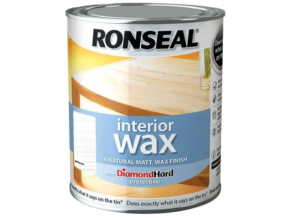 Ronseal - Cire pour bois intérieur, Frêne blanc, 750ml, Finition mate