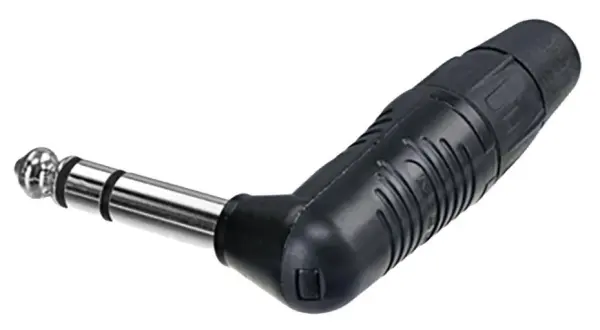 REAN 6.35mm（1/4インチ）ステレオジャックプラグ ニッケル製 90度アングル 錫メッキ接点