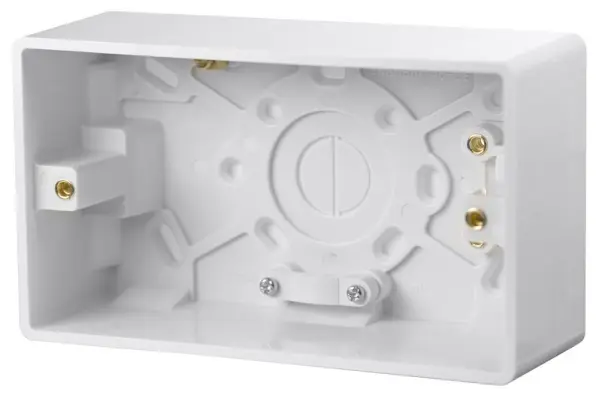 MODE Back Box with Earth Terminal, 2 Gang, White - 47mm