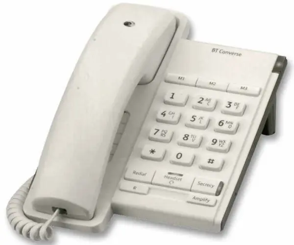 BT Converse 2100 kancelářský telefon, bílý, pevná linka, montáž na zeď