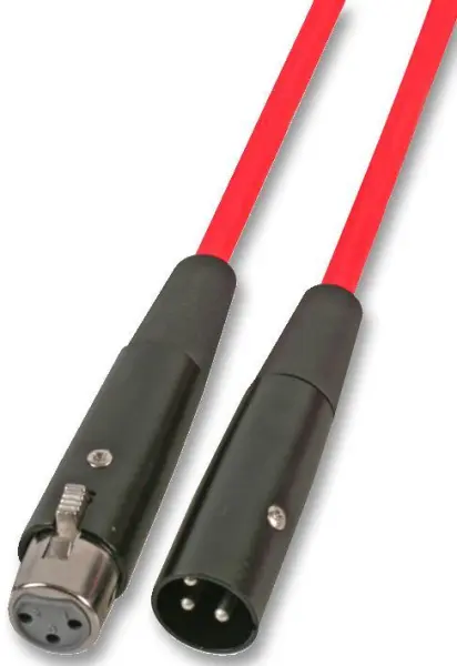 Soundlab 3-Pin XLR Male to Female Mic Lead, 6m, Fluorescent Red