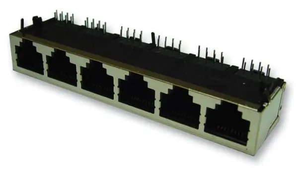 MH CONNECTORS 6-Port RJ45 Socket, Shielded PCB Mount