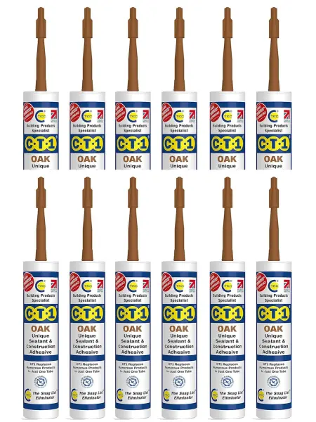 CT1 Oak Construction Sealant & Adhesive Pack of 12 Tubes