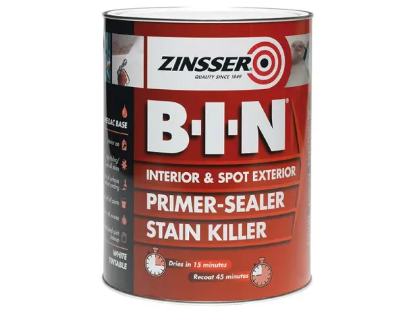 Zinsser B.I.N® Primer Shellac, Sigillante e Neutralizzatore di Macchie, Bianco,