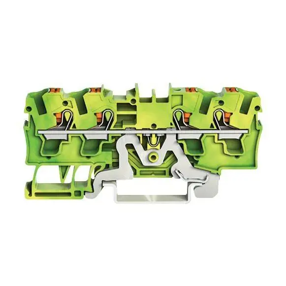 WAGO 4 Conductor Earth Terminal Block Green, 20-10AWG