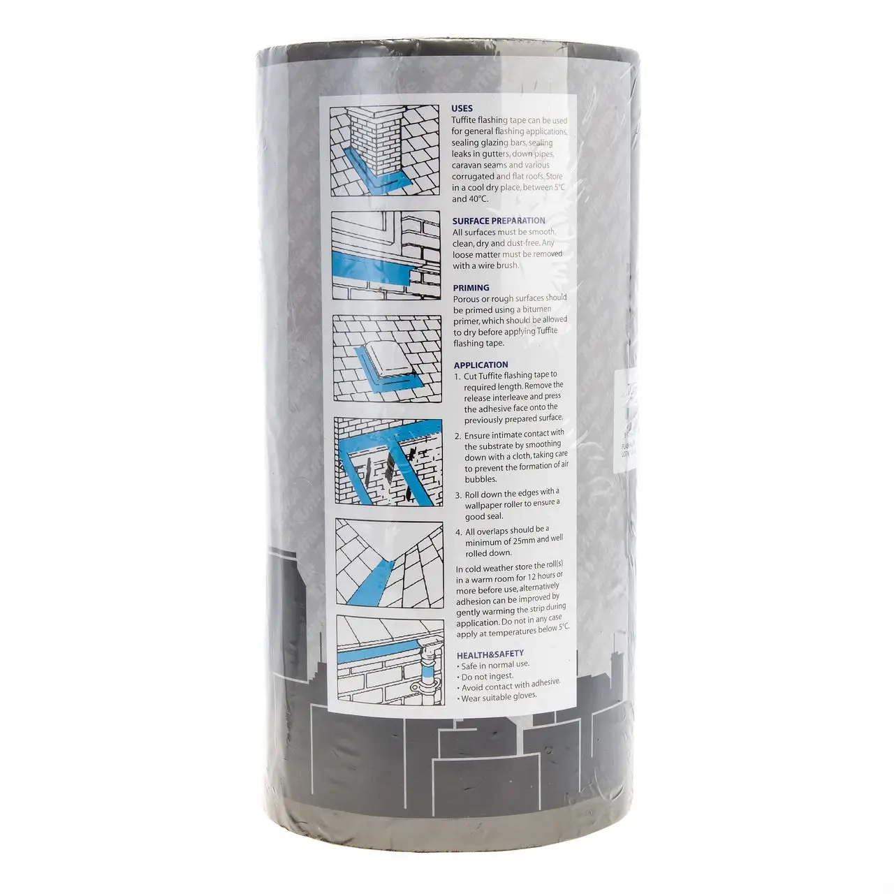 Tuffite Cinta Adhesiva Impermeable Autoadhesiva, 10m x 450mm, Gris Plomo