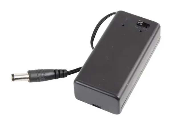 Enclosed 9V Battery Holder with 200mm Lead & DC Jack Plug