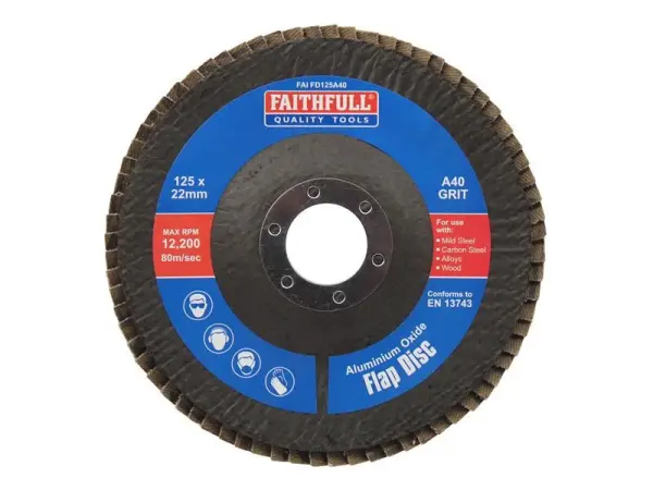 Faithfull 알루미늄 옥사이드 플랩 디스크 125x22mm 40 그릿