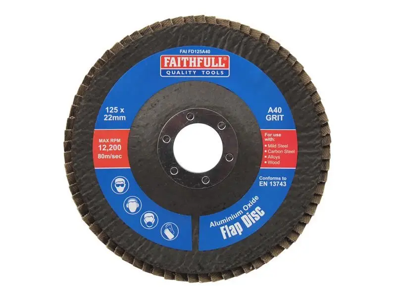 Faithfull アルミナ砥石フラップディスク 125x22mm 40グリット